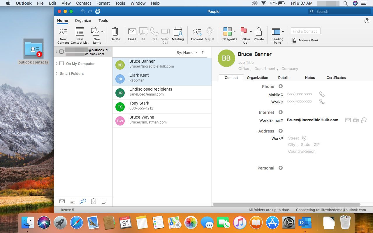sync contacts outlook for mac